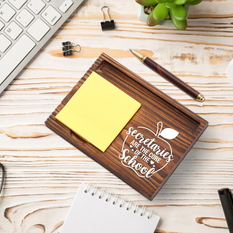YODOCAMP School Secretary Gifts Sticky Note Holder Wooden, Thank You Appreciation Gift for Secretary School Receptionist Assistant Front Office Crew, Office Decor Desk Self-Stick Note Pad Holders TZP12 - Image 3